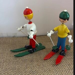 Wooden Xmas Skier Ornaments